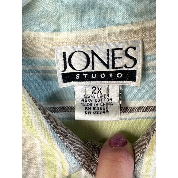 Jones Studio Linen Button Up Shirt Women's 2X Roll Cuff Everyday Casual Comfort - Picture 9 of 12